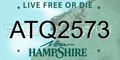 ATQ2573 New Hampshire License Plate