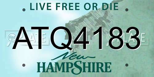 ATQ4183 New Hampshire License Plate