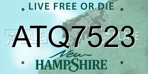 ATQ7523 New Hampshire License Plate