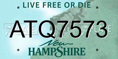 ATQ7573 New Hampshire License Plate