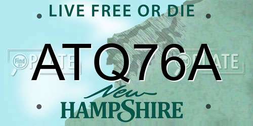 ATQ76A New Hampshire License Plate