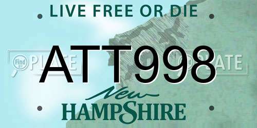 ATT998 New Hampshire License Plate