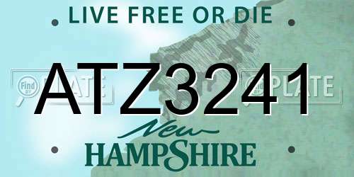 ATZ3241 New Hampshire License Plate