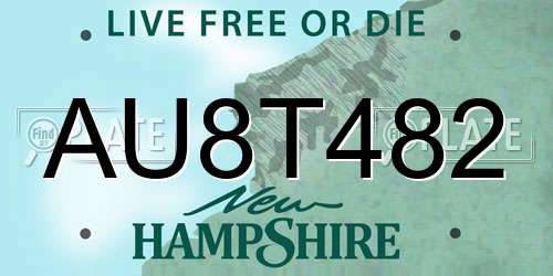 AU8T482 New Hampshire License Plate