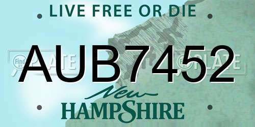 AUB7452 New Hampshire License Plate