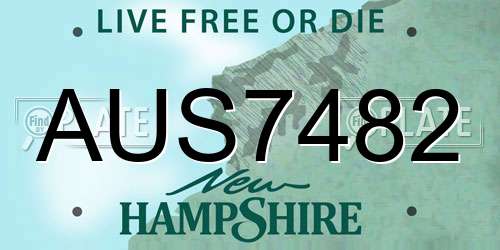 AUS7482 New Hampshire License Plate
