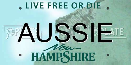 AUSSIE New Hampshire License Plate