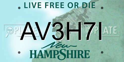 AV3H7I New Hampshire License Plate