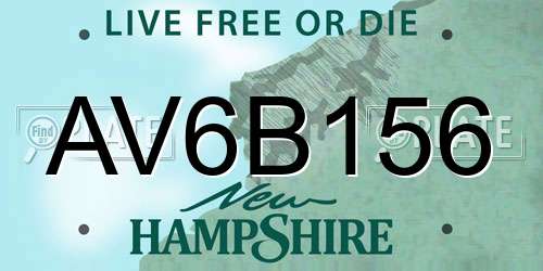 AV6B156 New Hampshire License Plate