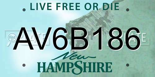 AV6B186 New Hampshire License Plate