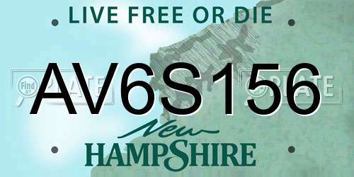 AV6S156 New Hampshire License Plate