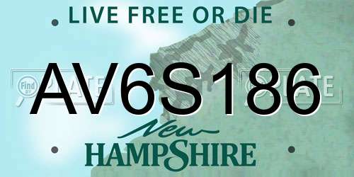 AV6S186 New Hampshire License Plate
