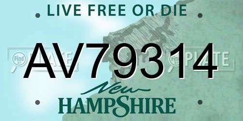 AV79314 New Hampshire License Plate