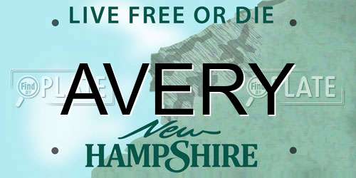 AVERY New Hampshire License Plate