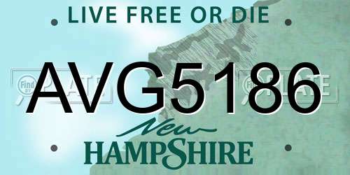 AVG5186 New Hampshire License Plate