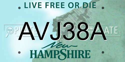 AVJ38A New Hampshire License Plate