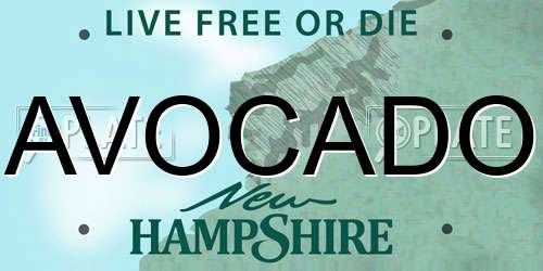 AVOCADO New Hampshire License Plate