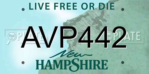 AVP442 New Hampshire License Plate