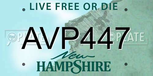 AVP447 New Hampshire License Plate