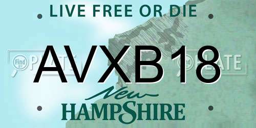 AVXB18 New Hampshire License Plate
