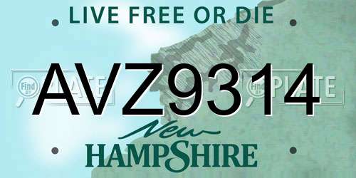 AVZ9314 New Hampshire License Plate