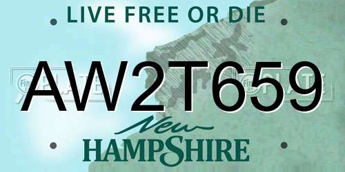 AW2T659 New Hampshire License Plate