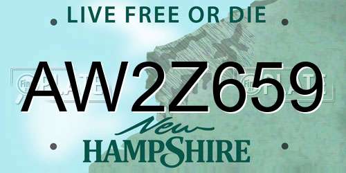 AW2Z659 New Hampshire License Plate