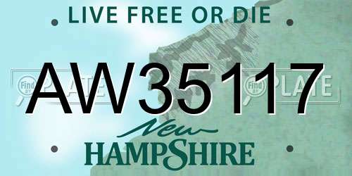AW35117 New Hampshire License Plate