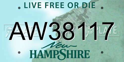 AW38117 New Hampshire License Plate
