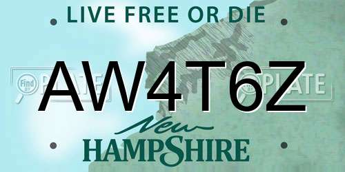 AW4T6Z New Hampshire License Plate