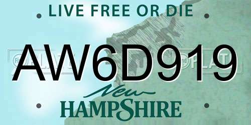 AW6D919 New Hampshire License Plate