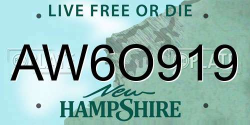AW6O919 New Hampshire License Plate