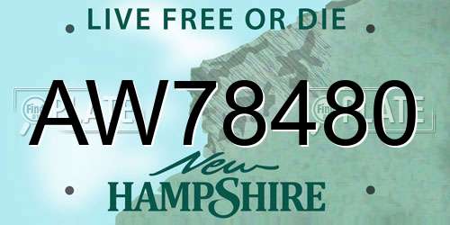AW78480 New Hampshire License Plate