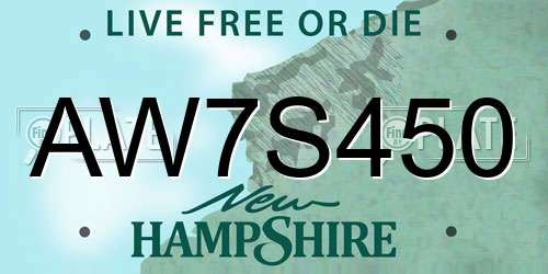AW7S450 New Hampshire License Plate
