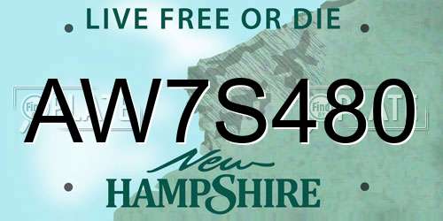 AW7S480 New Hampshire License Plate