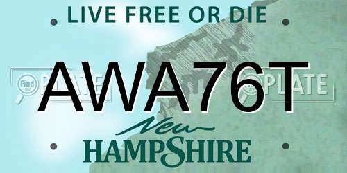 AWA76T New Hampshire License Plate
