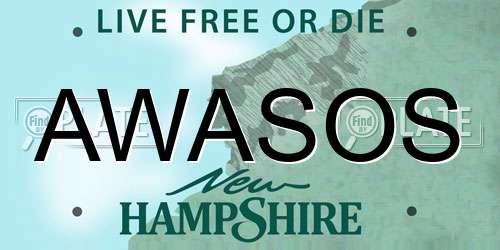 AWASOS New Hampshire License Plate