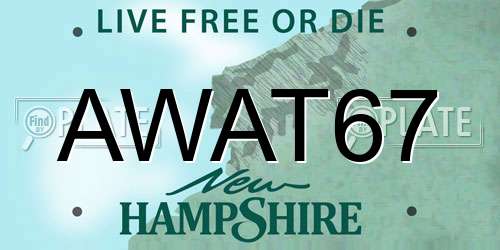 AWAT67 New Hampshire License Plate