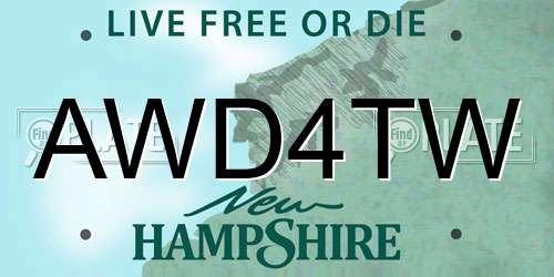 AWD4TW New Hampshire License Plate