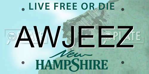 AWJEEZ New Hampshire License Plate