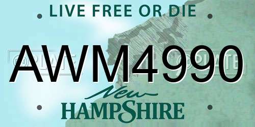 AWM4990 New Hampshire License Plate