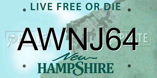 AWNJ64 New Hampshire License Plate