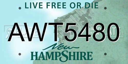 AWT5480 New Hampshire License Plate