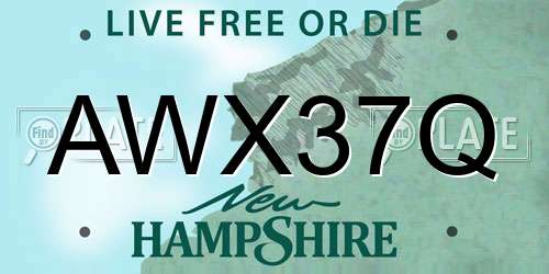 AWX37Q New Hampshire License Plate