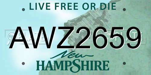 AWZ2659 New Hampshire License Plate