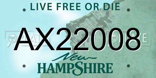 AX22008 New Hampshire License Plate