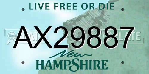 AX29887 New Hampshire License Plate