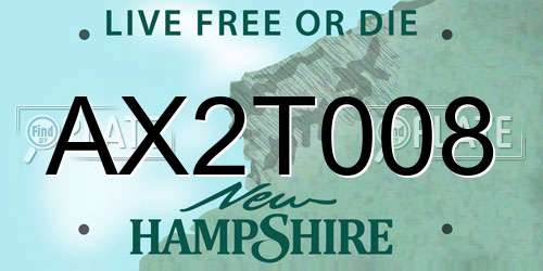 AX2T008 New Hampshire License Plate