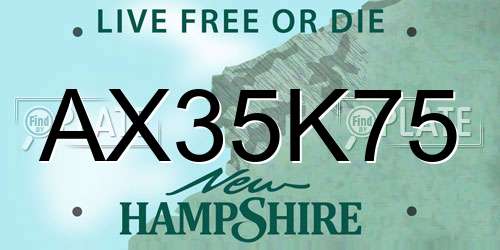 AX35K75 New Hampshire License Plate