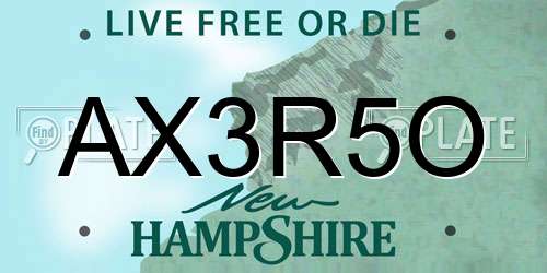 AX3R5O New Hampshire License Plate